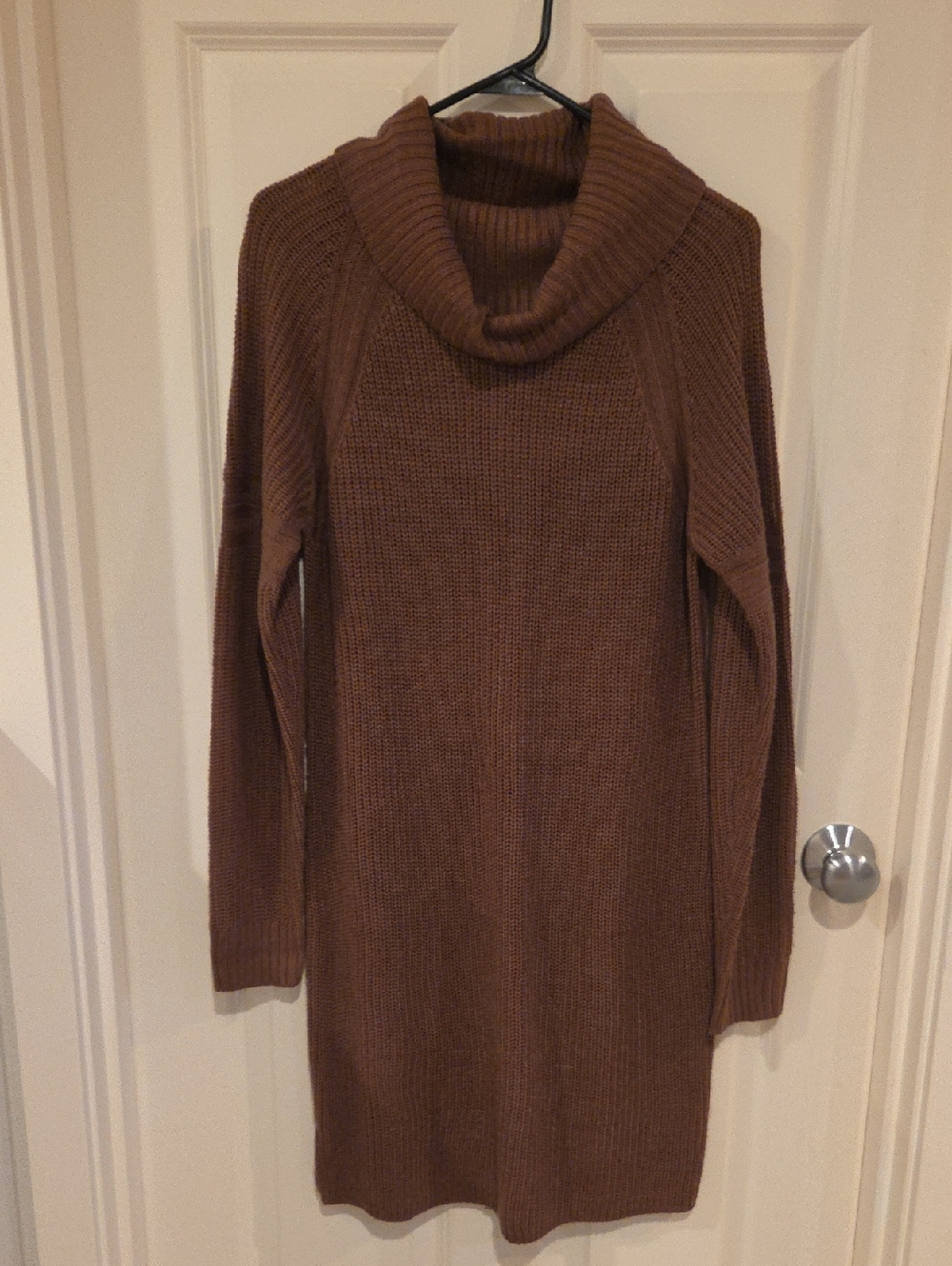 Brown Cowl Neck Knit Sweater Dress